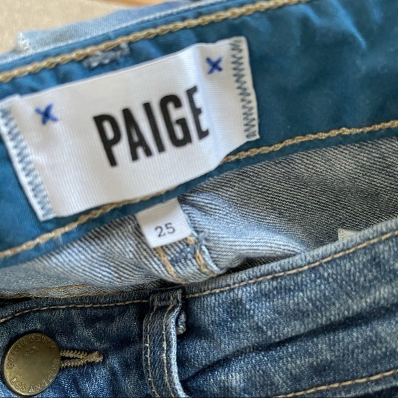 PAIGE Skyline Skinny Distressed Medium Wash Jeans Size 25 - Picture 10 of 10